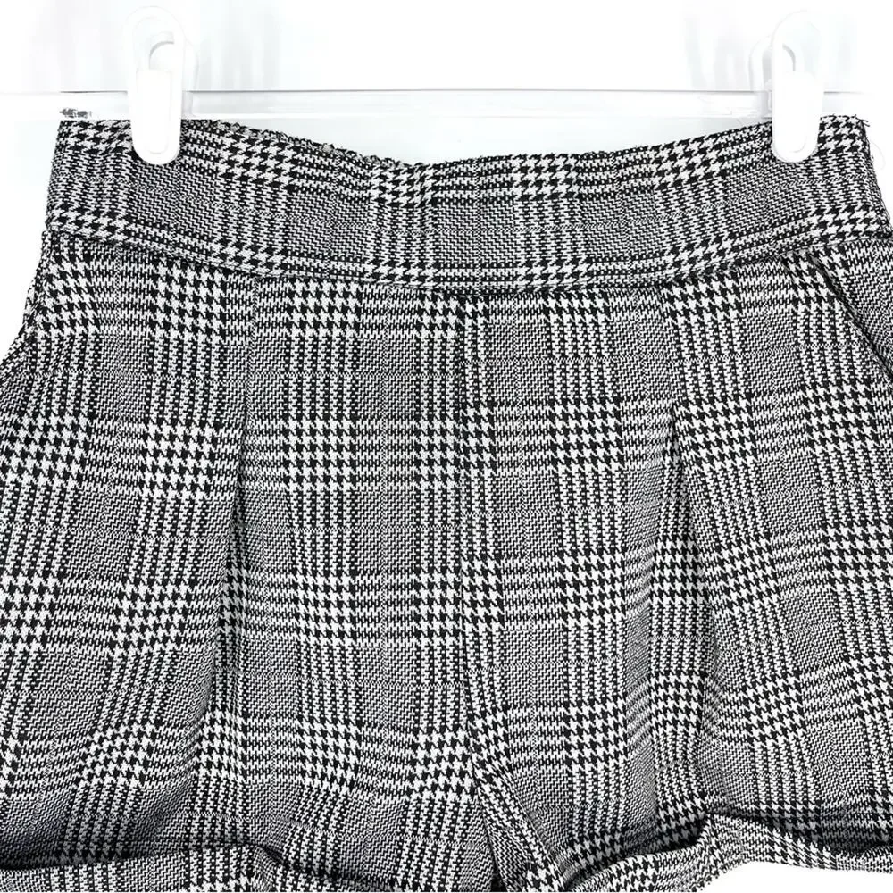 Haute Monde Glen Plaid Cuffed Shorts High Rise Beige Black Size Small - Picture 4 of 7